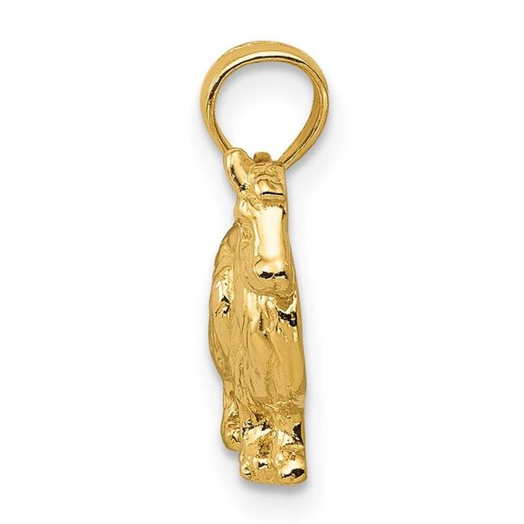 14k Yellow Gold Small Textured Collie Pendant - Picture 2 of 5